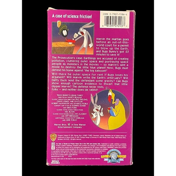 1993 VHS Bugs Bunny's Lunar Tunes Looney Tunes Marvin The Martian - Picture 2 of 5